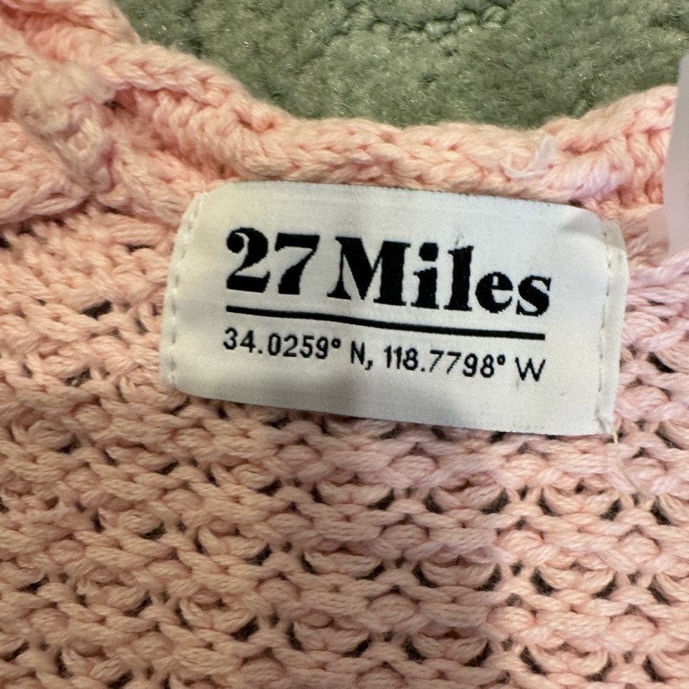 27 Miles Malibu Revolve Pink Cotton Open Cable Knit  Maiken Sweater Size XS - Picture 3 of 9